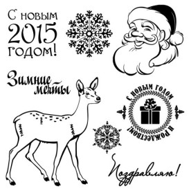 Набор штампов Зимнее утро - Рождественский олень 10,5х10,5 см, Scrapberry's