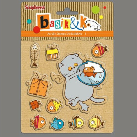 Набор силиконовых штампов Басик и рыбки 10,5х10,5 см, Scrapberry's