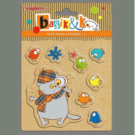 Набор силиконовых штампов Басик и птички 10,5х10,5 см, Scrapberry's