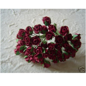 Набор 10 полуоткрытых розочек бордового цвета, 8 мм