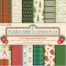 Набір скраппаперу 12 Days of Christmas, 24 аркуша, 15 х 15 см, Dovecraft