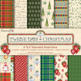 Набор скрапбумаги 12 Days of Christmas, 24 листа, 15х15 см, Dovecraft