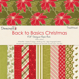 Набір скраппаперу Back to Basics Christmas Traditional 12 аркушів 20х20 см від Dovecraft