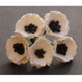 Набор 5 декоративных цветков мака белого цвета