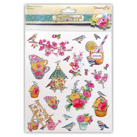 Наклейки с блестками Forget Me Not – Flowers А4, Dovecraft