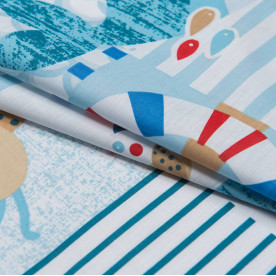 Бязь набивна, Морський блакитний, щільність 120, 50х55 см, бавовна 52%