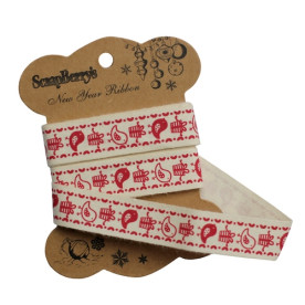 Бавовняна стрічка Новорічні пташки, 15 мм, 2 м від ScrapBerry's