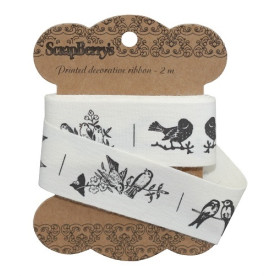 Бавовняна стрічка Пташки, 25 мм, 2 м від ScrapBerry's