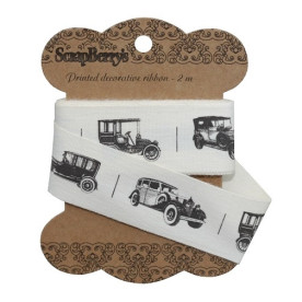 Бавовняна стрічка Ретро автомобілі, 25 мм, 2 м від ScrapBerry's