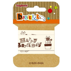 Бавовняна стрічка Басик - З днем ​​народження, 20 мм, 2 м від ScrapBerry's