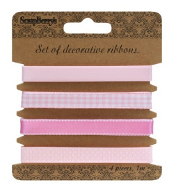 Набор декоративных ленточек Нежно-розовые, 4 шт, по 1 м. от Scrapberry's