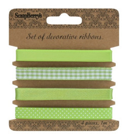 Набор декоративных ленточек Светло-зеленые, 4 шт, по 1 м. от Scrapberry's