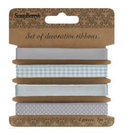 Набор декоративных ленточек Серые, 4 шт, по 1 м. от Scrapberry's
