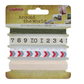 Набор декоративных ленточек Вокруг света, 4 шт, по 1 м. от Scrapberry's
