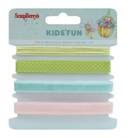 Набір декоративних стрічок Забава, 4 шт, по 1 м. Від Scrapberry's