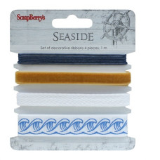 Набір декоративних стрічок Море, 4 шт, по 1 м. Від Scrapberry's