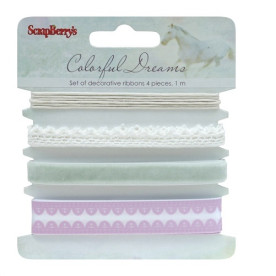 Набор декоративных ленточек Цветные сны, 4 шт, по 1 м. от Scrapberry's