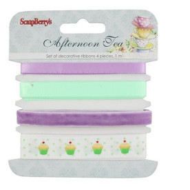 Набір декоративних стрічок Солодощі, 4 шт, по 1 м. Від Scrapberry's
