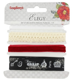 Набір декоративних стрічок Елегія, 4 шт, по 1 м. Від Scrapberry's