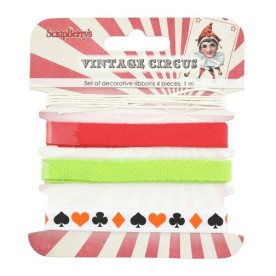 Набір декоративних стрічок Старий цирк, 4 шт, по 1 м. Від Scrapberry's