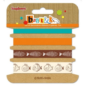 Набір декоративних стрічок Басик, 4 шт, по 1 м. Від Scrapberry's