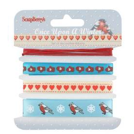 Набір декоративних стрічок Одного разу взимку, 4 шт, по 1 м. Від Scrapberry's