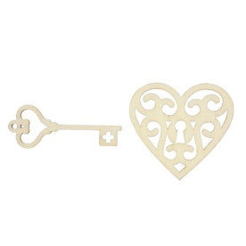 Вирубки з дерева Ключик 5 см від серця 4см (уп. 2 шт.) Від Scrapberry's