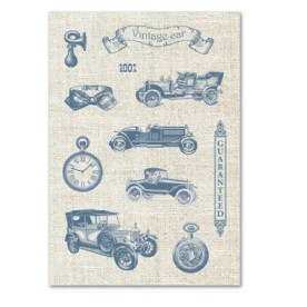 Тканинні лляні стікери Автовінтаж, 14х20 см від Scrapberry's