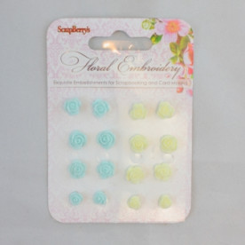 Набор объемных цветочков Цветочная вышивка 3, 16 шт. от Scrapberry's