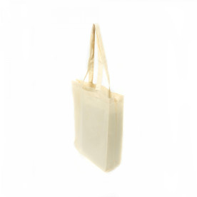 Экосумка, бязь, хлопок 100%, бежевый, 145 г/м2, 38х10х42 см, ручка 70 см