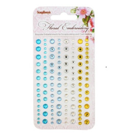 Набір клейових камінчиків, 120 шт, 4 кольори, Квіткова вишивка 1,  Scrapberry's