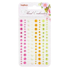 Набор клеевых камушков, 120 шт, 4 цвета, Цветочная вышивка 2 от Scrapberry's