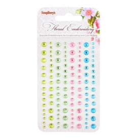 Набор клеевых камушков, 120 шт, 4 цвета, Цветочная вышивка 3 от Scrapberry's