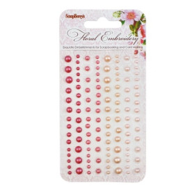 Набір клейових напівперлинок, 120 шт, 4 кольори Квіткова вишивка 2,  Scrapberry's
