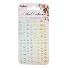 Набір клейових напівперлинок, 120 шт, 4 кольори Квіткова вишивка 3,  Scrapberry's