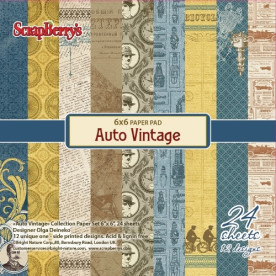 Набір скраппаперу Автовінтаж 24 аркуша 15х15 см односторонній від Scrapberry's