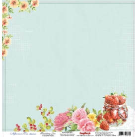 Односторонній скраппапір Полудьонний чай - Полуничний джем 30х30 см від Scrapberry's