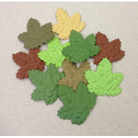 Набор листиков клена зелено-коричневого цвета без стебля,10 шт,3х4 см