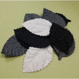 Набір листочків без стебла, чорно-білого кольору 10 шт, 2,5х4,0 см