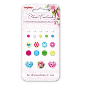 Набір брадс "Квіткова вишивка", 21 шт, ScrapBerry's 