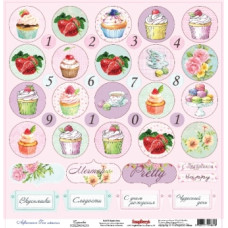 Односторонній скраппапір Тістечка 30х30 см від Scrapberry's
