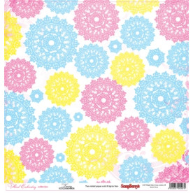 Двусторонняя скрапбумага Ажурная вышивка 30х30 см от Scrapberry's