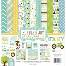 Набір паперу Bundle of Joy - Boy 2 30х30 см 12 аркушів +2 листа наклейок від Echo Park