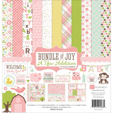 Набір паперу Bundle of Joy - Girl 2 30х30 см 12 аркушів +2 листа наклейок від Echo Park