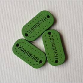 Деревянное украшение Handmade, цвет зеленый 23х16 мм.