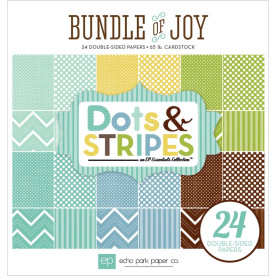 Набор бумаги Double-Sided Dots & Stripes  15х15 см, 12 листов от Echo Park