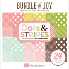 Набор бумаги Double-Sided Dots & Stripes 15х15 см, 12 листов от Echo Park