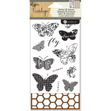 Набір акрилових штампів + трафарет 10х15 см Butterfiles, Hampton Art
