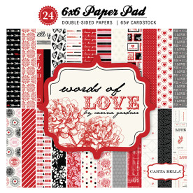 Набор бумаги Words of Love,15х15 см,12 листов от Carta Bella.
