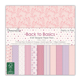 Набір паперу Back to Basics - Pretty In Pink, 15x15 см, 24 листа Dovecraft